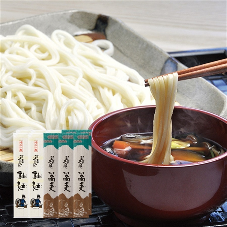 ①つむぎや 新そば(20袋)②佐藤養助 稲庭うどん(80g✕13袋)セット つむぎや［埼玉粉問屋］ そば・稲庭
